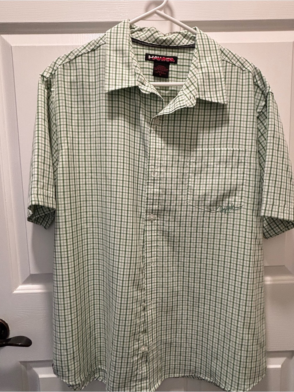 Tony Hawk Light Green Plaid Short Sleeve Button-Down Shirt